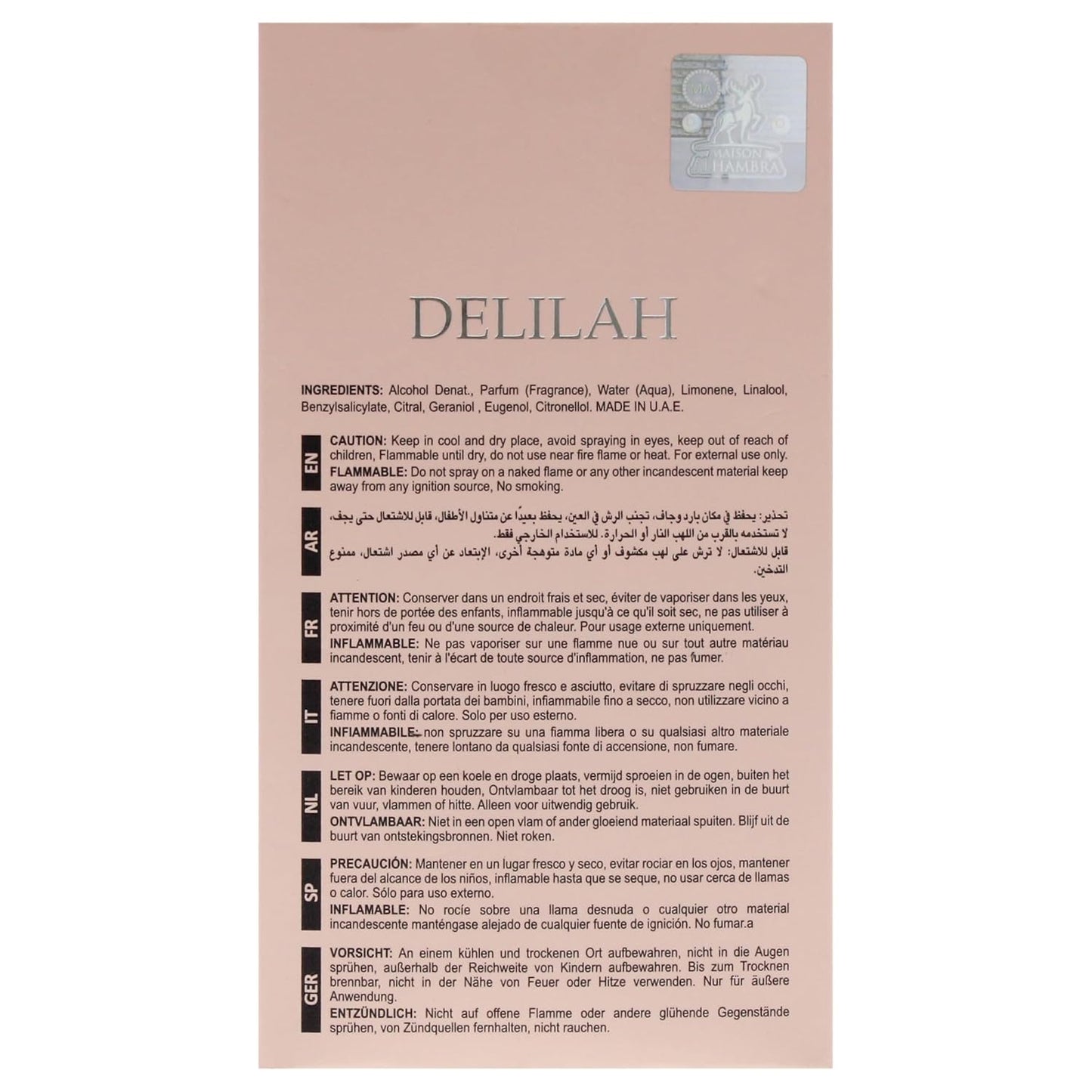 Lattafa Maison Alhambra Delilah Eau de Parfum Spray for Women - 3.4 Ounce | Elegant Floral Fragrance