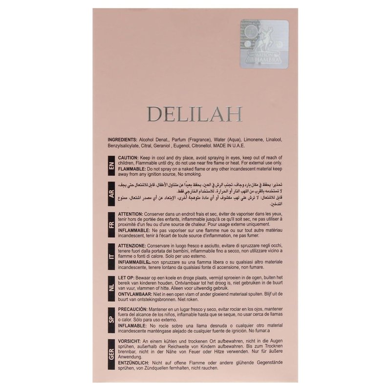 Lattafa Maison Alhambra Delilah Eau de Parfum Spray for Women - 3.4 Ounce | Elegant Floral Fragrance