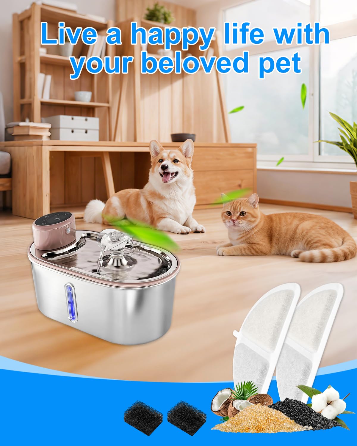 MyfatBOSS 12+12 Pack Cat Water Fountain Filter Compatible with LIPPUP 3.2L Stainless Steel Cat Water Fountain, Replacement Filters for 6 Months, Activated Carbon & Ion Exchange Resin