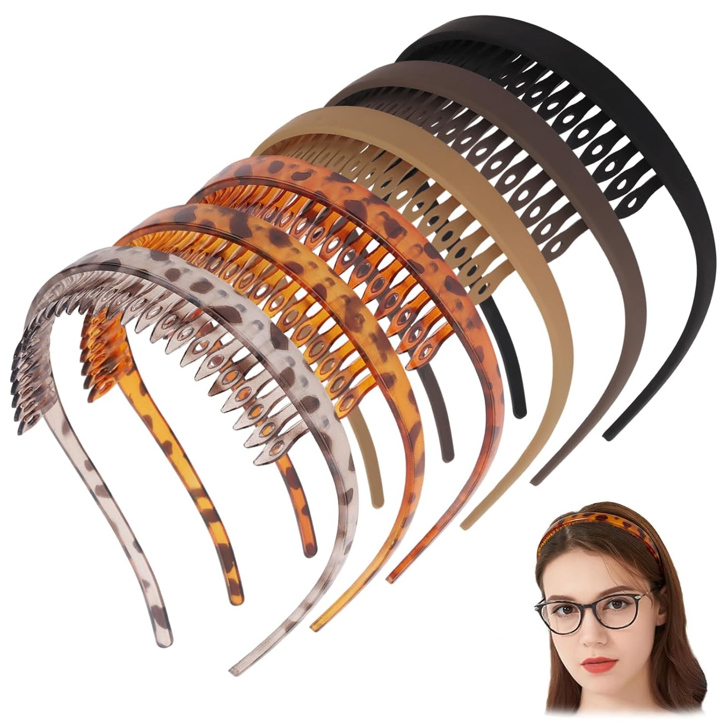 Comfortable Headbands for Women - No Headache Design for Glasses Wearers | Non-Slip Square Sunglasses Bands for Medium Thick Hair