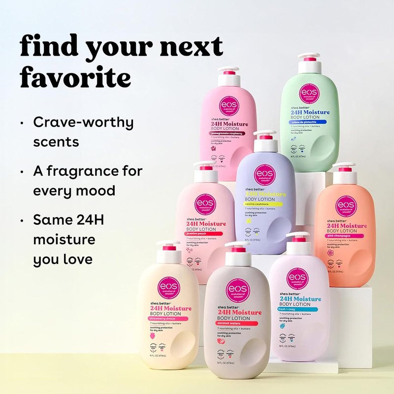 Eos Coconut Body Lotion - 24-Hour Moisture, Lightweight & Non-Greasy | 16 fl oz Vegan Shea Formula