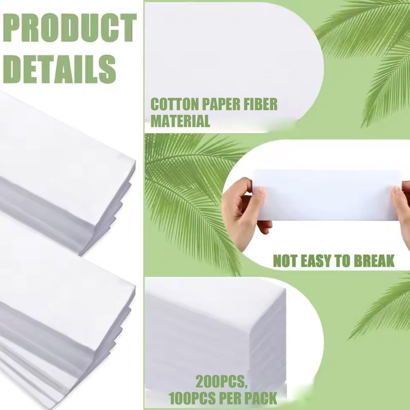 Wax Strips for Legs, 200 Sheets Wax Strips for Hair Removal 8x3 Inch Thickened Cotton Fiber Hair Removal for Legs, Armpits, Arms