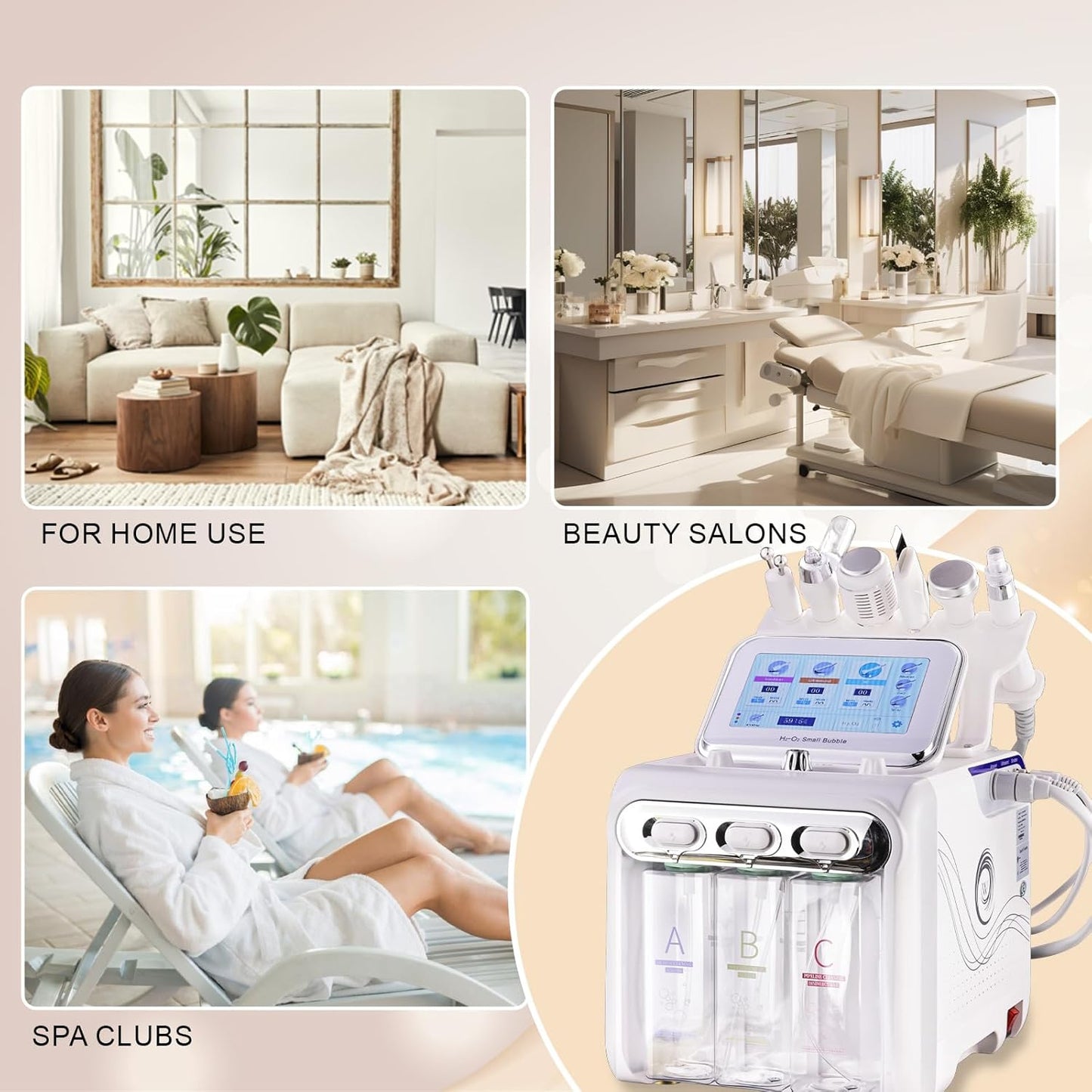 Diamond Microdermabrasion Facial Machine - 7 in 1 Hydrogen Oxygen System with Aqua Peeling Solution