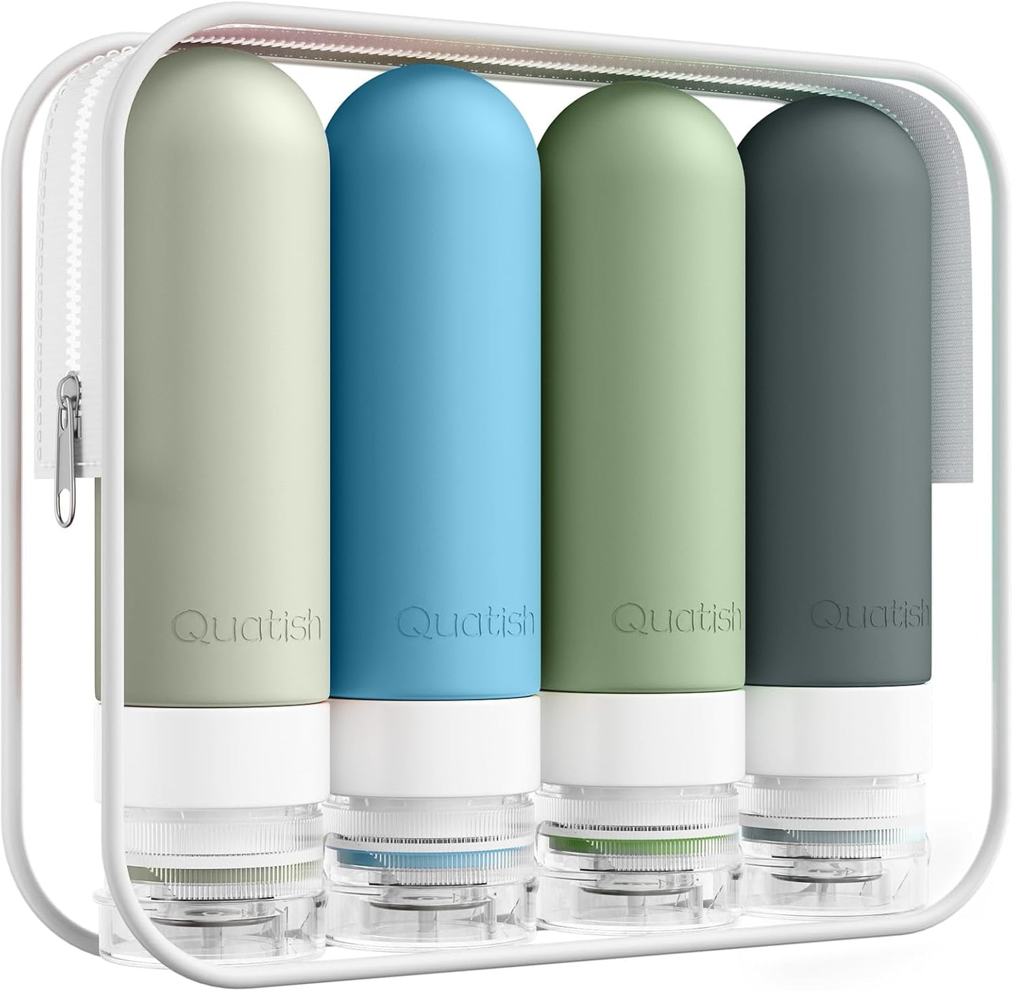Travel Bottles for Toiletries - Leak-Proof Silicone 3 oz TSA Approved | 4 Pack Grey