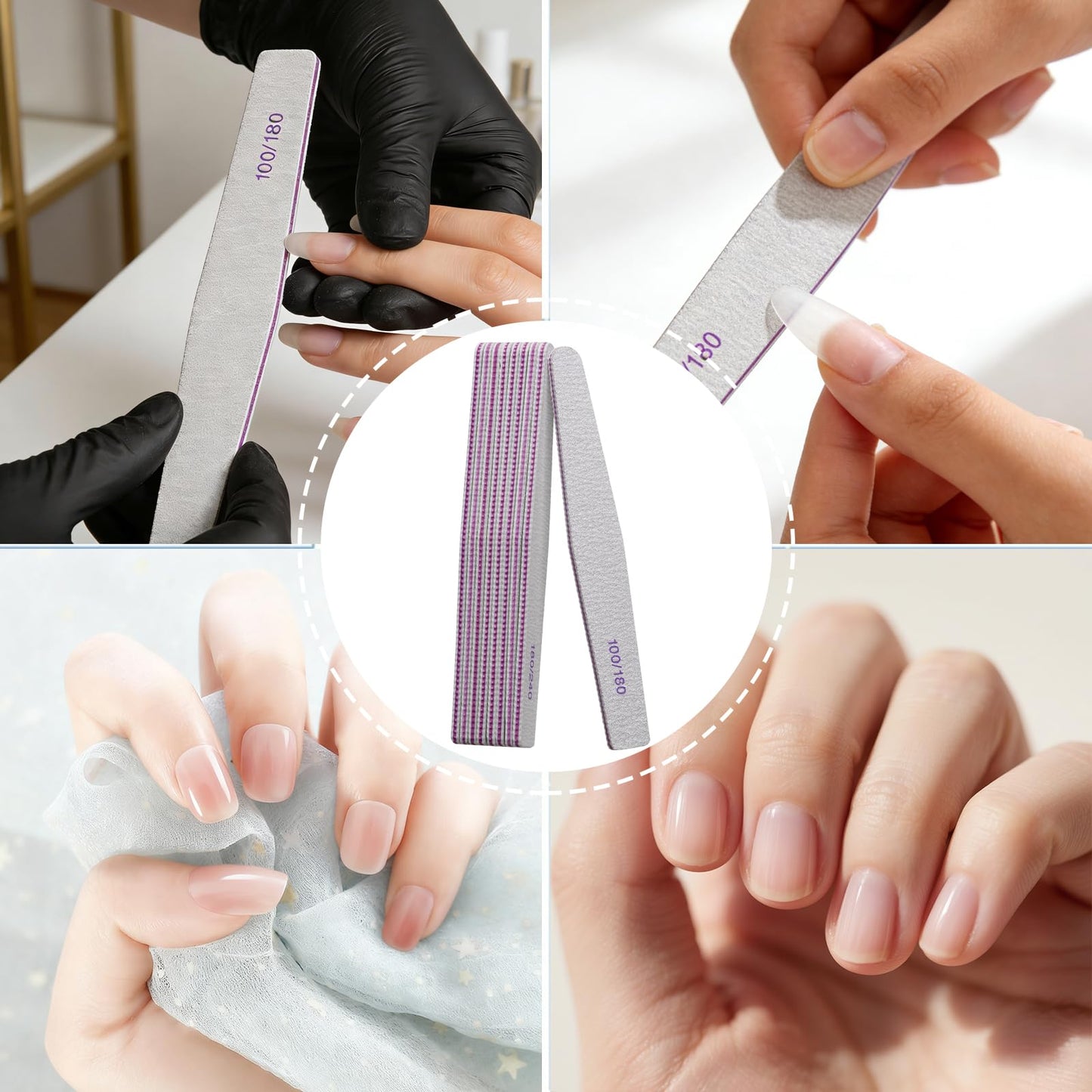 SWEET VIEW 14PCS Nail Files and Buffers Set – Emery Boards for Nails Including 100/180, 180/240 Nail File and 1000/4000 Buffer Block for High Shine, Nail Care for Acrylic, Gel & Natural Nails