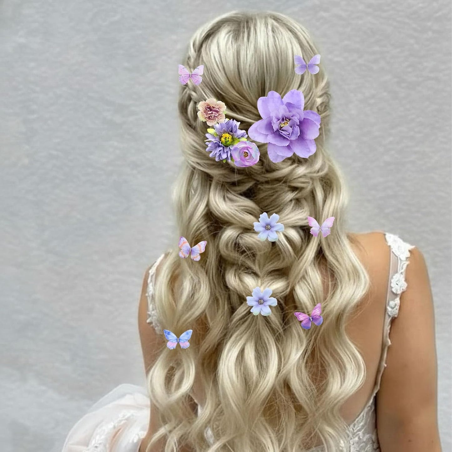 Flower Butterfly Hair Clips Set - 28 PCS Boho Floral Accessories | Romantic Purple for Festivals