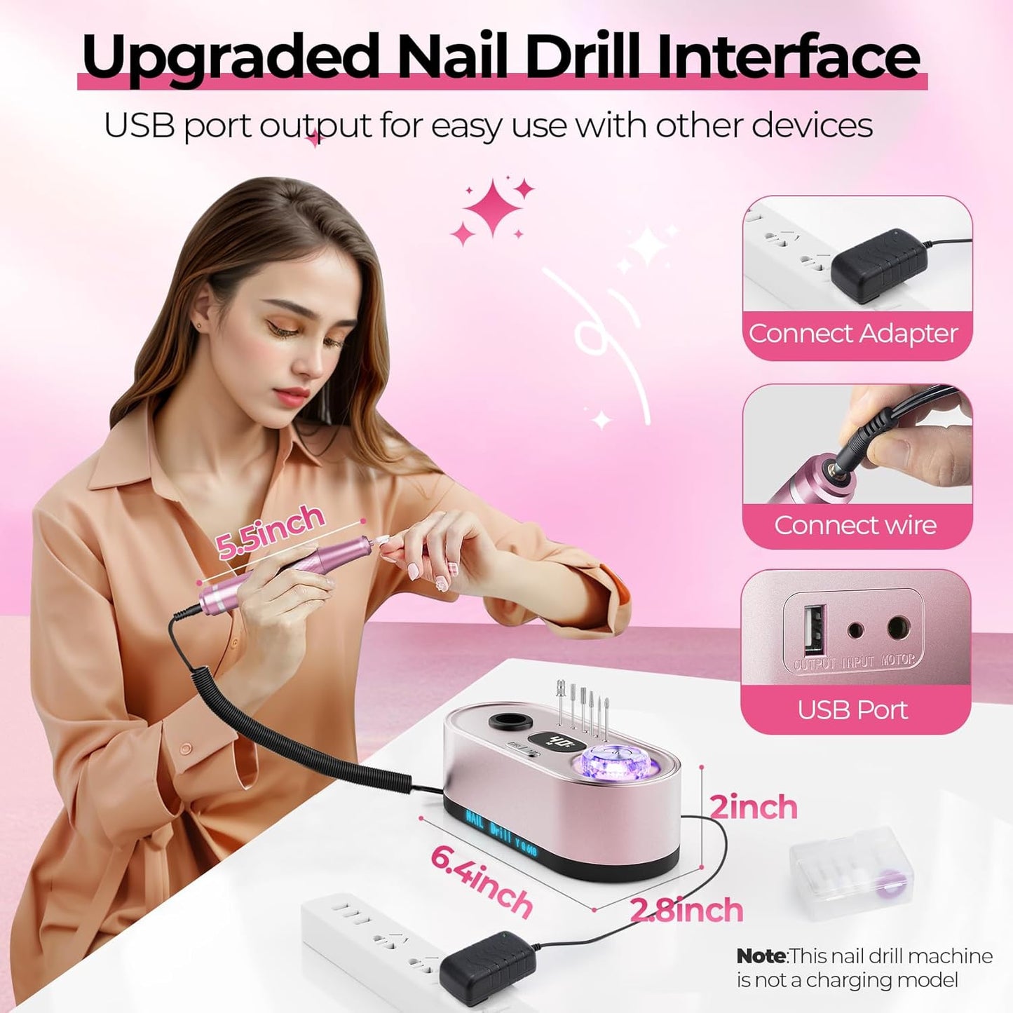 Electric Nail File Drill - 40000RPM Professional Kit with LCD Display | Manicure & Pedicure Polishing Tool for Salon & Home Use