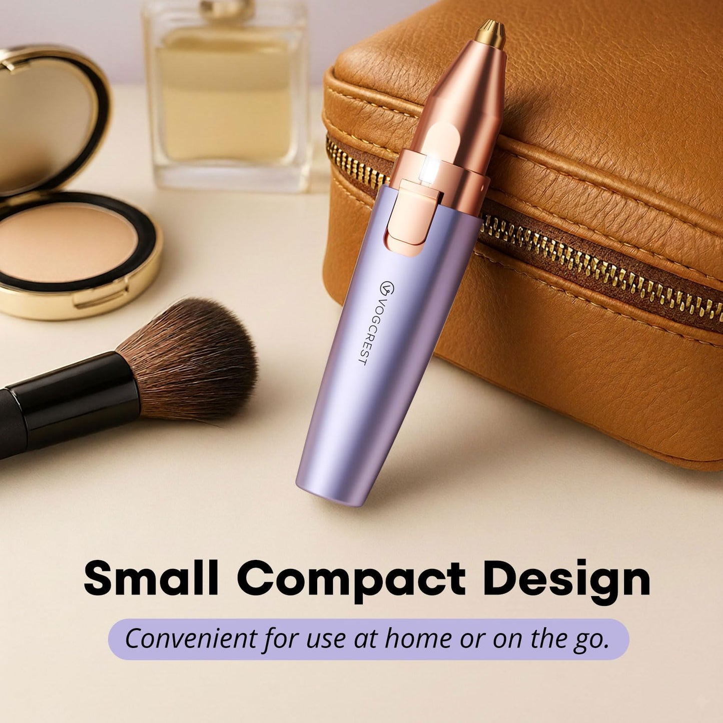 VG VOGCREST Eyebrow & Facial Trimmer: 2-in-1 Rechargeable Facial Hair Removal & Eyebrow Shaver - Painless Razor with Built-in LED Light (Solar Purple)