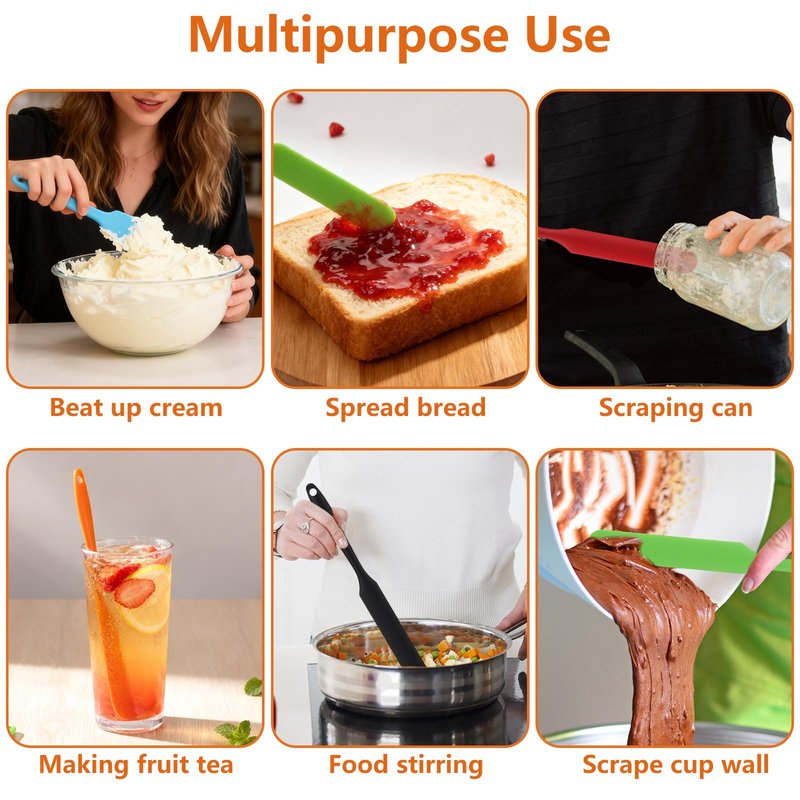 10 Pcs Silicone Jar Spatulas, 9.45 inch Non-Stick Heat Resistant Cake Cream Spatulas Set, Cake Cream Butter Spatulas(5 colors)