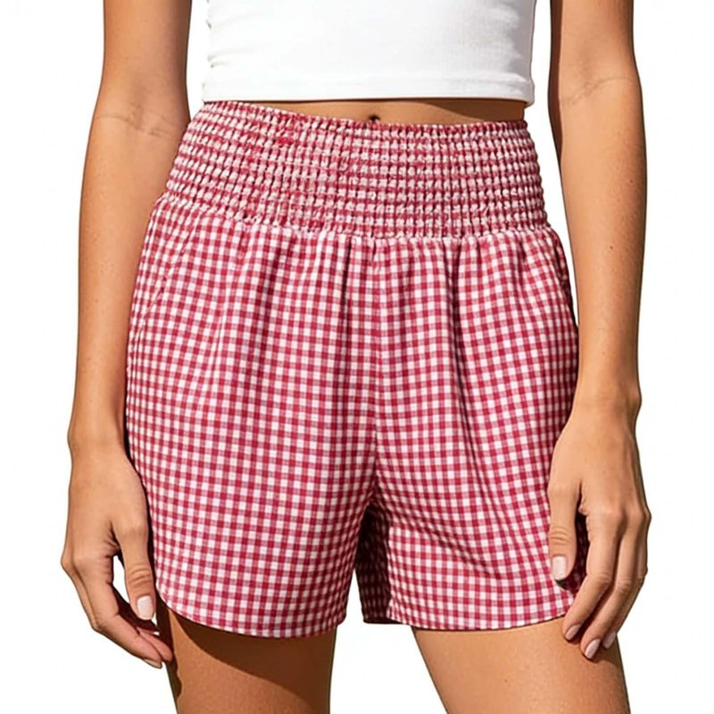 Boxer Shorts for Women Summer Casual Gingham Pajama Plaid Short with Pockets Lounge Pj Bottoms Cute Beach Y2K Clothes