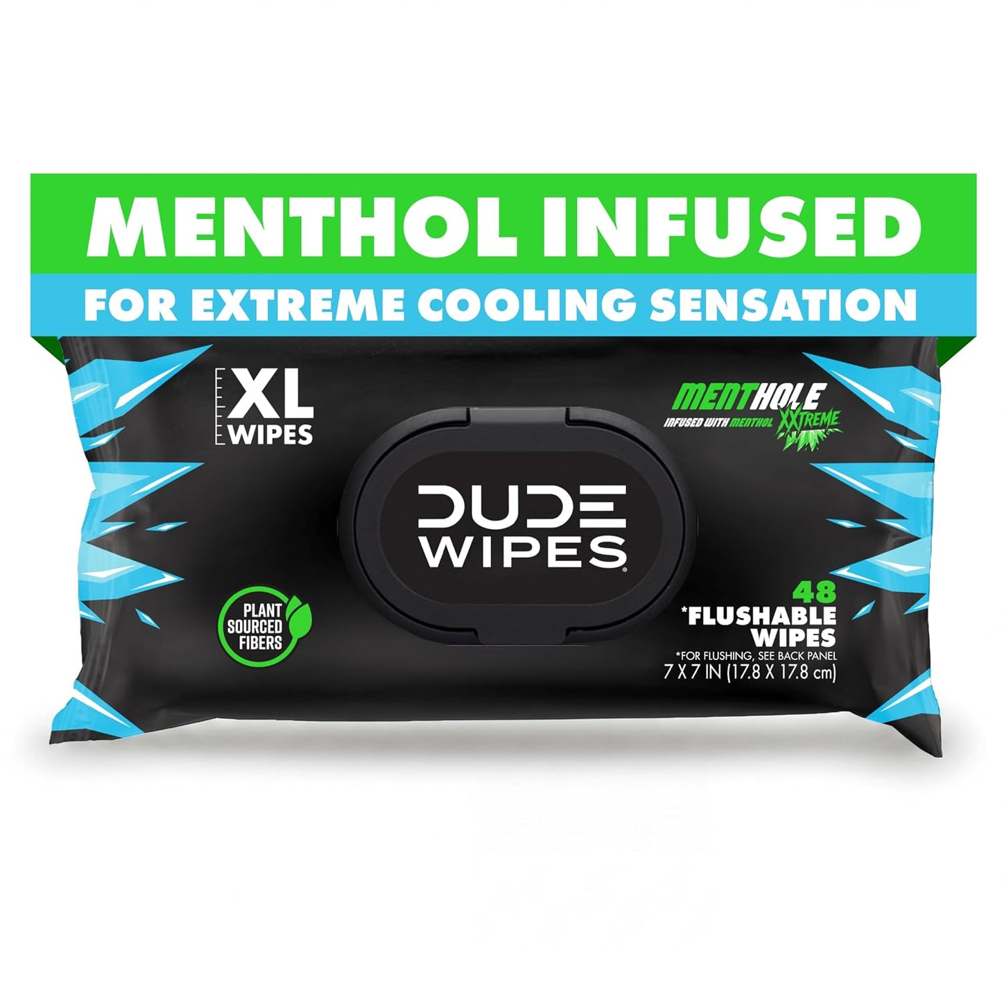 Dude Wipes Unscented Flushable Wipes - Extra-Large Adult Wet Wipes for Sensitive Skin | 6 Pack (288 Count) with Vitamin E and Aloe