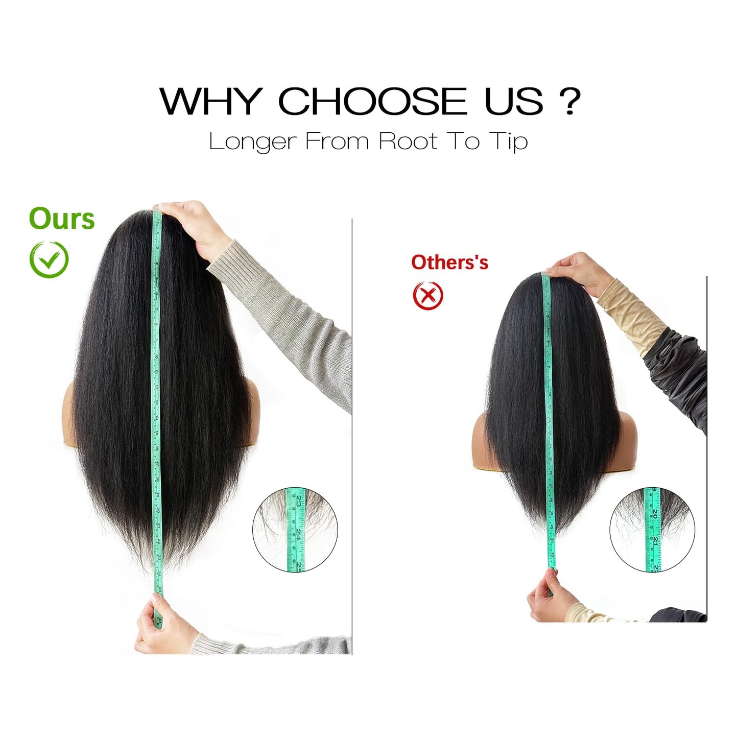 Woman's Romance Headband Wig For Black Women Kinky Straight Headband Wig Human Hair 180% Density Yaki Straight Headband Wigs Wear and Go Glueless Wig Human Hair Machine Made Natural Black (20in)