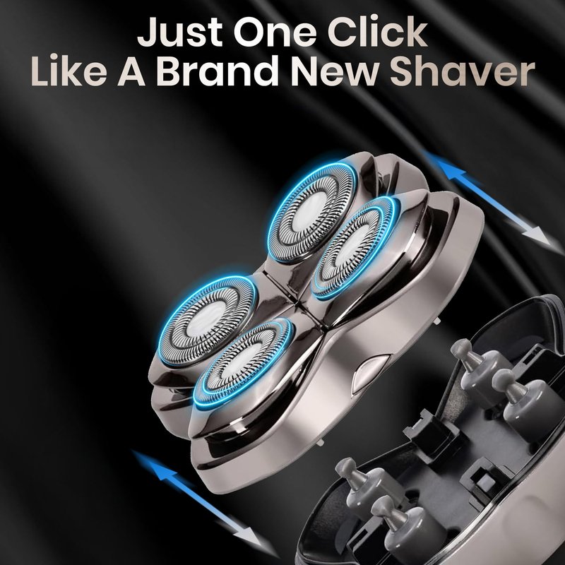 2 Pack Pro 4 Shaver Replacement Heads for Pitbull Shaver Gold PRO, Silver PRO, Platinum PRO, Floating 4 Heads for a Fast, Close and Smooth Shave
