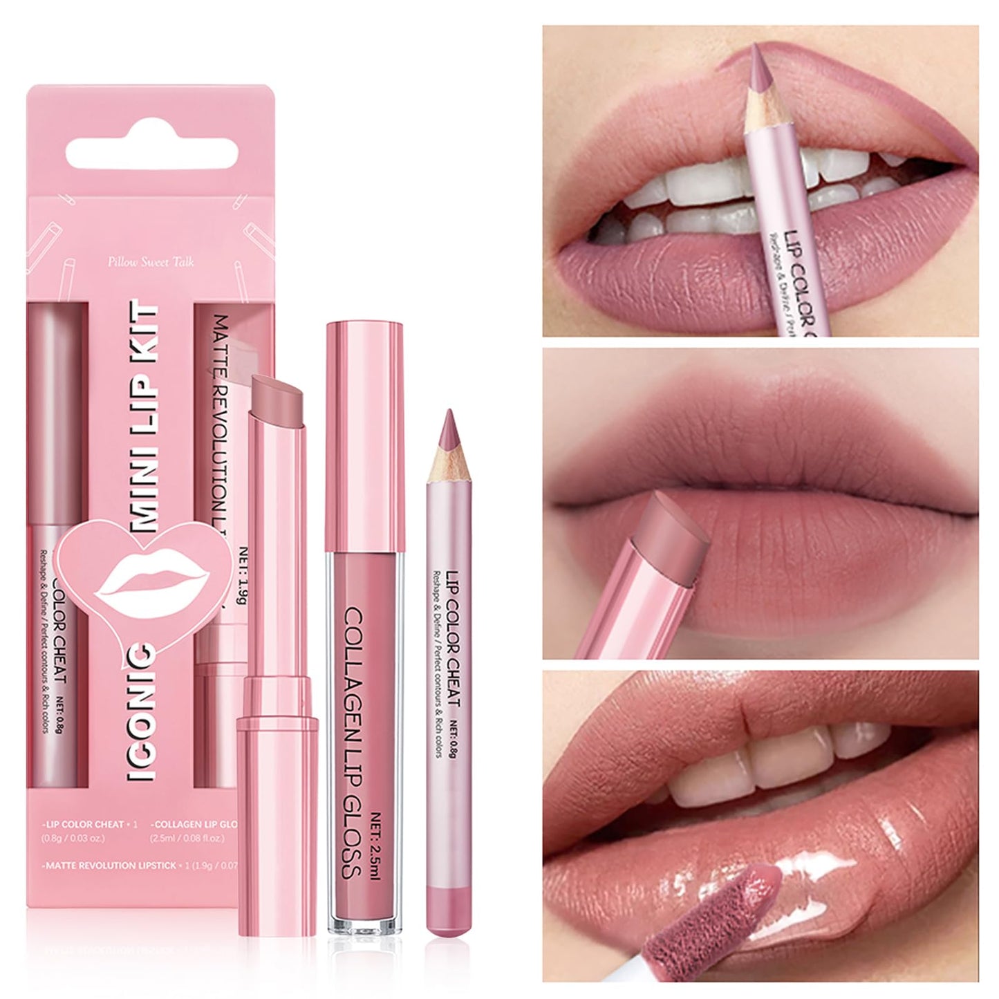 Bekoeen 3PCS Matte Liquid Lipstick Long Lasting Tinted Lip Balm & Lip Liner Set, Hydrating Lip Stain Non-Sticky, Lip Gloss for Women, Waterproof Lipstick Makeup