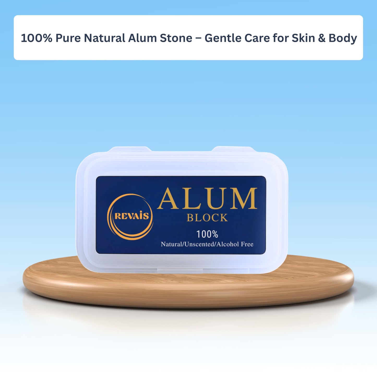 REVAIS Natural Alum Block 100g – 100% Pure Fitkari Stone Deodorant & Aftershave for Men, Soothes Razor Burn & Shaving Cuts, Astringent, Non-Staining, Unscented, Alcohol-Free, Gentle on Skin