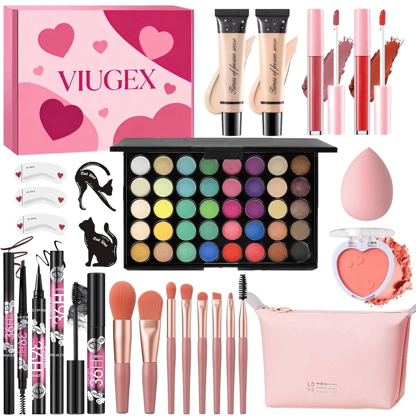 All-in-One Makeup Kit for Women | Complete Gift Set with Eyeshadow, Foundation, Blush & More - Perfect for Teens