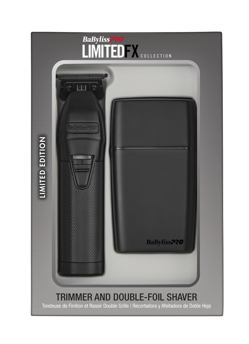 BaBylissPRO LIMITEDFX Cord/Cordless Hair Trimmer and Double Foil Hair Shaver Prepack, High-Performance Lithium-Ion Batteries for Long-Lasting Cutting