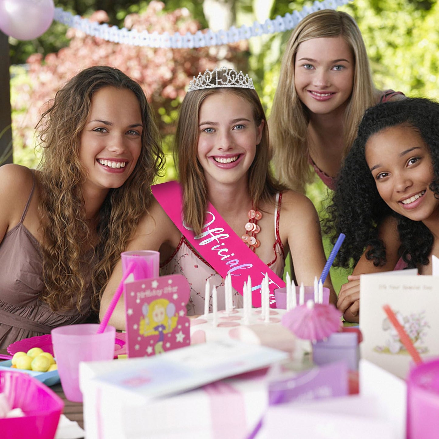 Semato 13th Birthday Decorations for Girls Hot Pink 13th Birthday Sash and Tiara Kit Gifts for Girls
