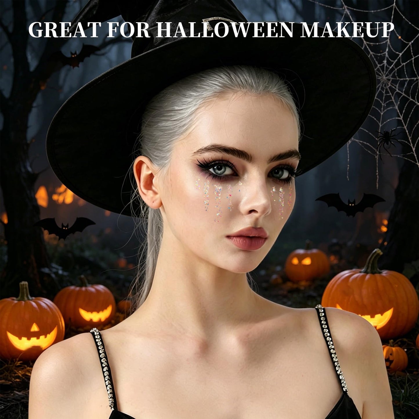 Teenitor Clear White Body Glitter Face Glitter Hair Glitter for Women, 9 Shapes Face, Body Hair Glitter Gel, Makeup Glitter for Concerts Music Festival Birthday Party Halloween