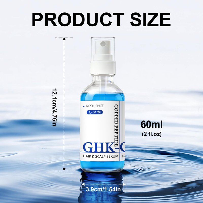 GHK-Cu Copper Peptide for Hair & Scalp Serum, Hair Growth Serum with Copper Tripeptide-1, Niacinamide, Panthenol, 2400mg Resilience Formula, Strengthens Hair & Scalp, Reduces Hairs Thinning, 60 mL