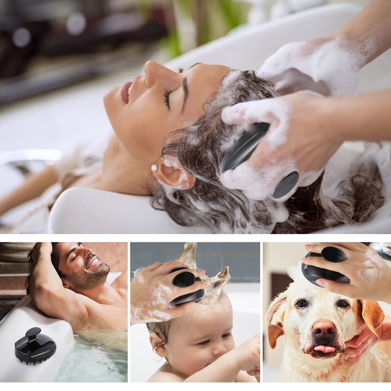 Sosoon Scalp Massager, Shampoo Brush Hair Scrub Brush for Wet and Dry Hair, Soft Silicone Bristles Head Massager Clean Hair, Reduce Dandruff, Massage Scalp, Promote Hair Growth