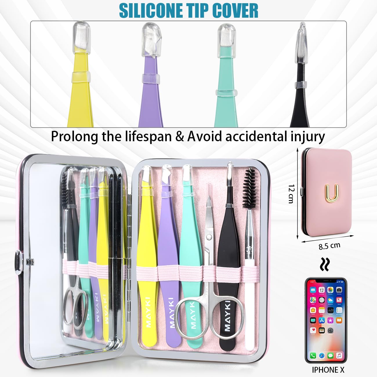 Initial U Tweezers with Mirror for Women Facial Hair, Best Gifts for Teen Girl/Daughter/Friend/Mom/Bridesmaid/Wife/Girlfriend, Unique Gift for Birthday/Anniversary/Mothers Day/Valentines Day/Christmas