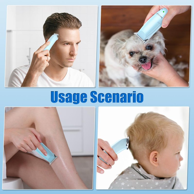 SweetLF Hair Trimmer, Mini Hair Clippers with 3 Guide Combs, USB Rechargeable Portable Hair Clippers for Men Women Baby Pet, Blue (Blue)