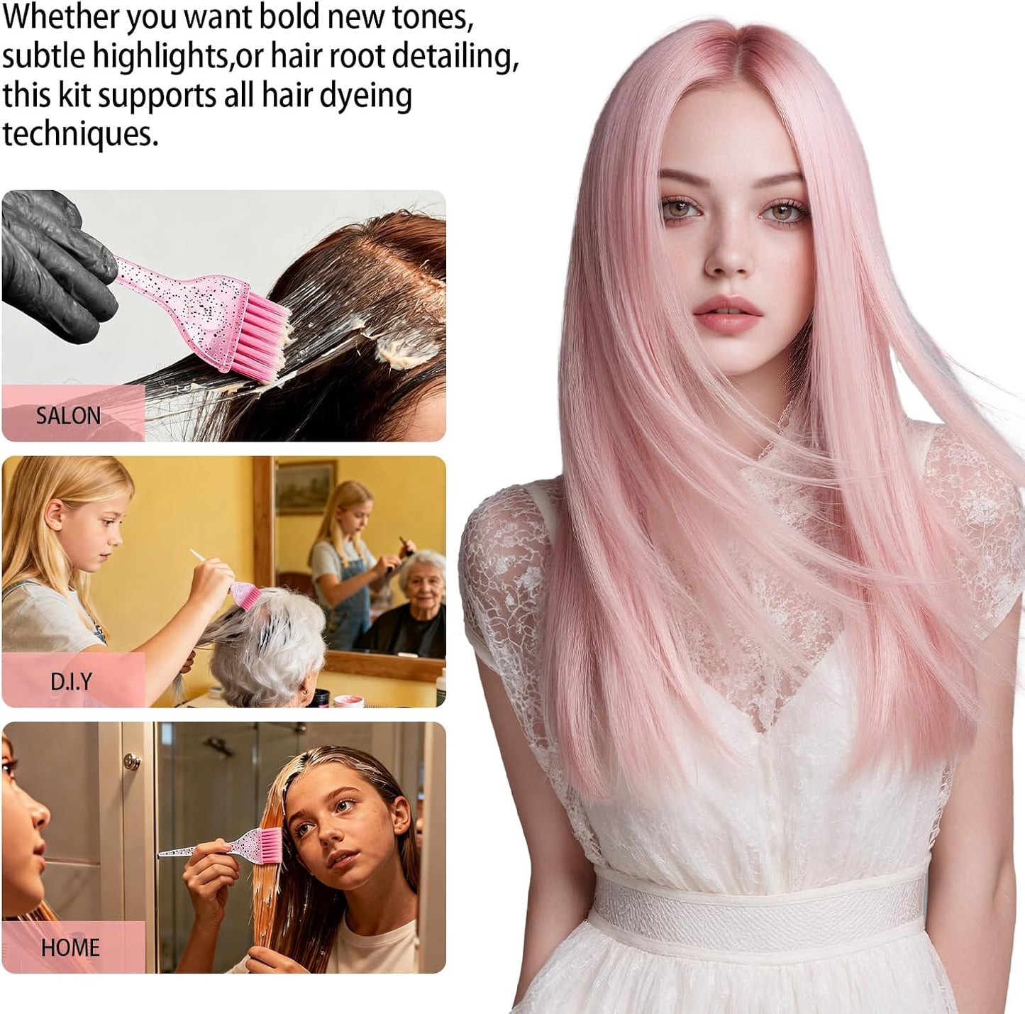 Professional Hair Dye Kit - 21 Pcs Salon Tools with Brush, Bowl, Clips & Gloves | Hair Bleaching & Coloring Set for Stylists