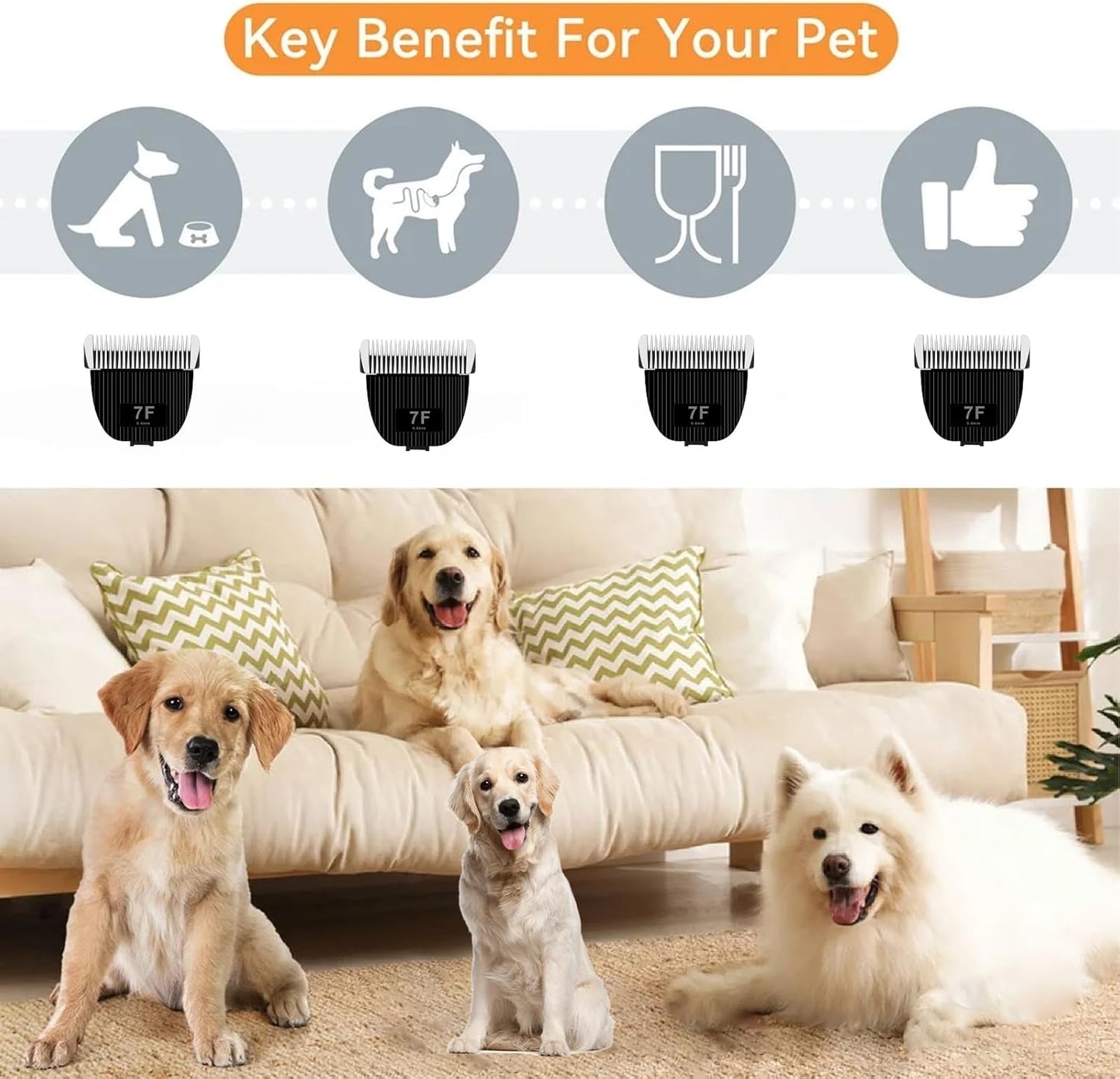 Replacement Blade for Nebot P1 Pro Pet Grooming Kit - Ceramic & Stainless Steel | Size 7F, Cut Length 1/8" (3.2mm)