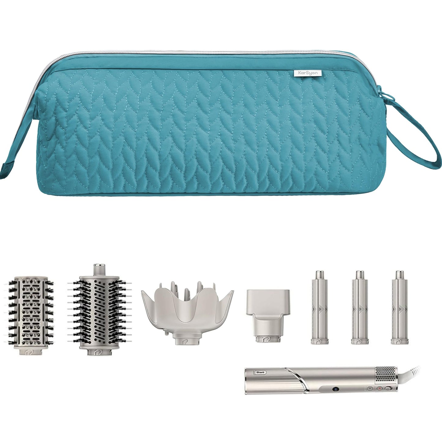 KarSyon Shark Flex Style Case for Dyson Airwrap Hair Dryer Brush Revlon Hair Tools Travel Bag Carrying Case Flat Curling Iron Organizer (Teal Blue)