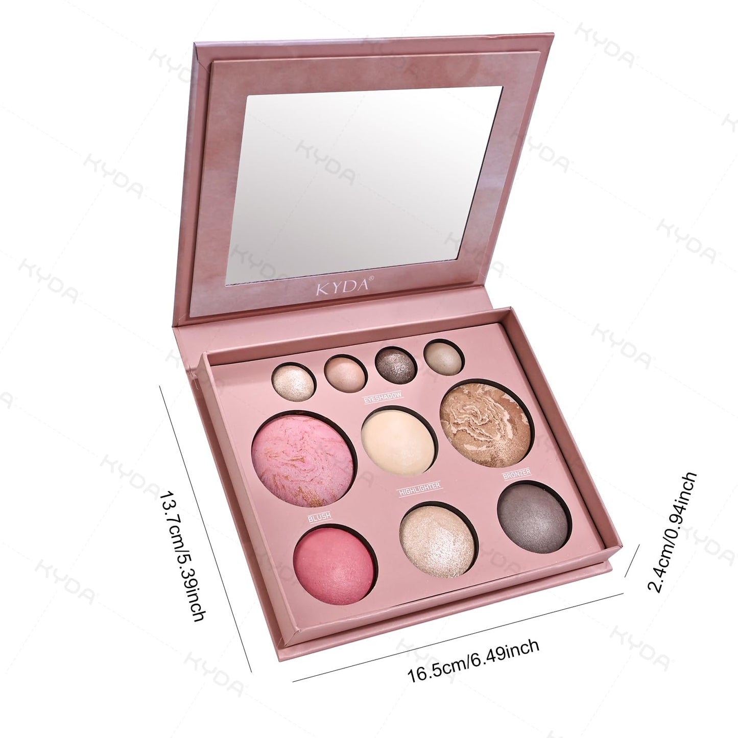 KYDA Best Of The Baked Makeup Palette for Mature Skin, 10Colors Full Size Baked Palette Includes 2 Bronzer, 2 Blush, 2 Highlighters and 4 Eyeshadows, Travel-Friendly Makeup, Longwear High Pigmented