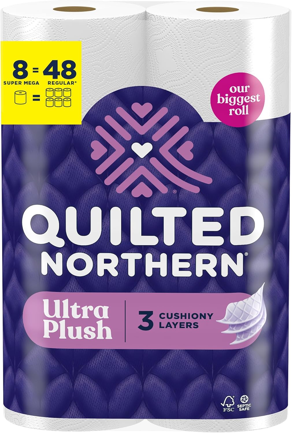 Quilted Northern Ultra Plush Toilet Paper - 6 Mega Rolls | 3X Thicker, 3-Ply Soft Tissue