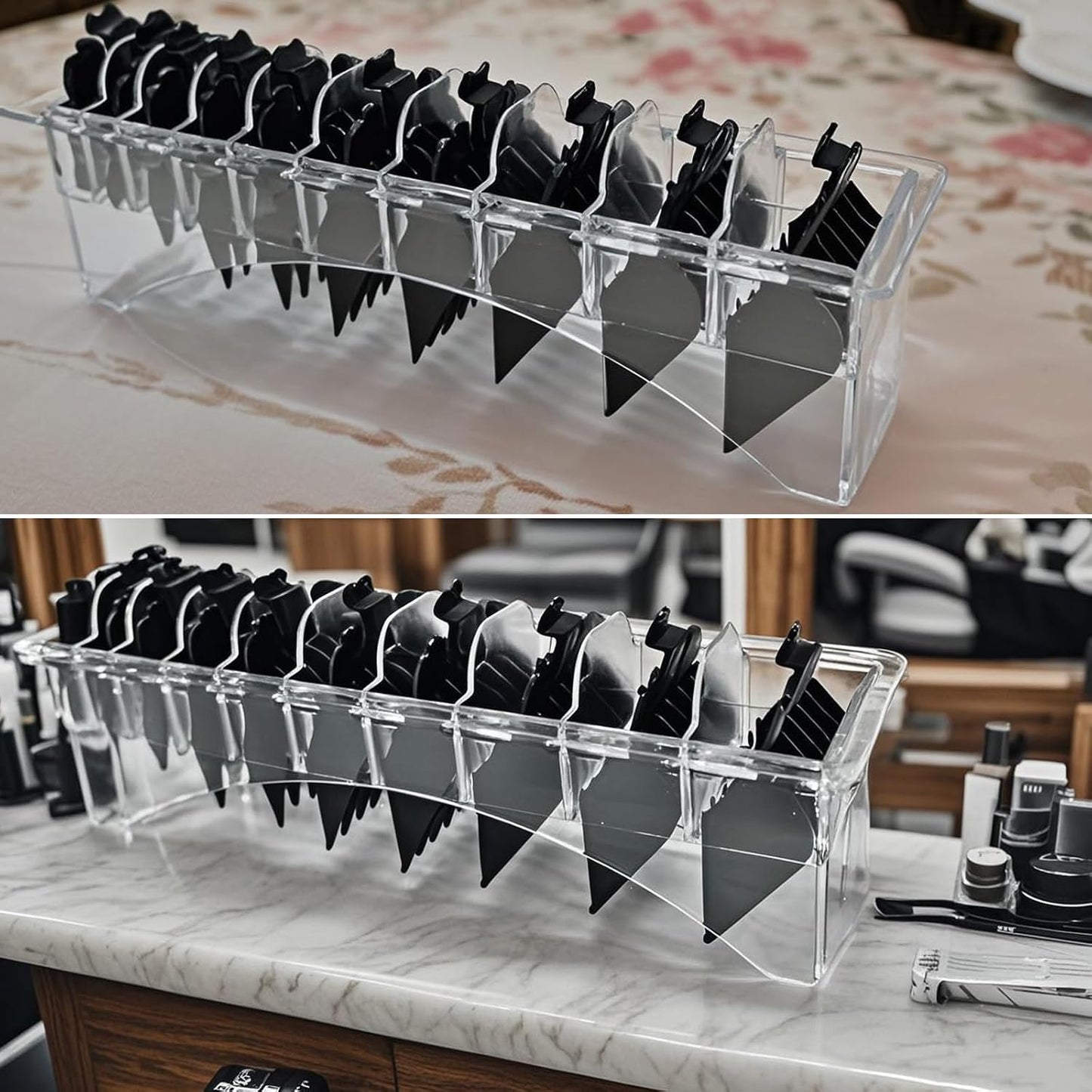 10 Piece Clipper Guards Set - Replacement Guides for Wahl & Babyliss FX870 | Black (1/16" to 1") with Organizer