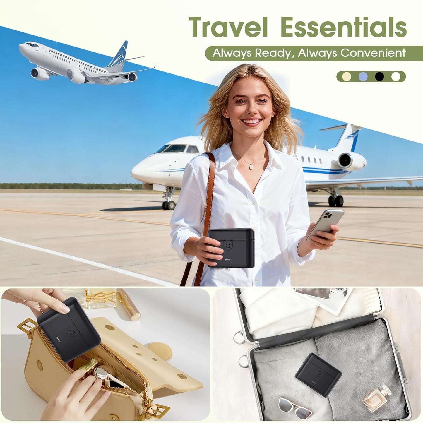 Travel Bottles - TSA Approved Leak-Proof 2oz Containers | Compact Travel Toiletries Set (Black)