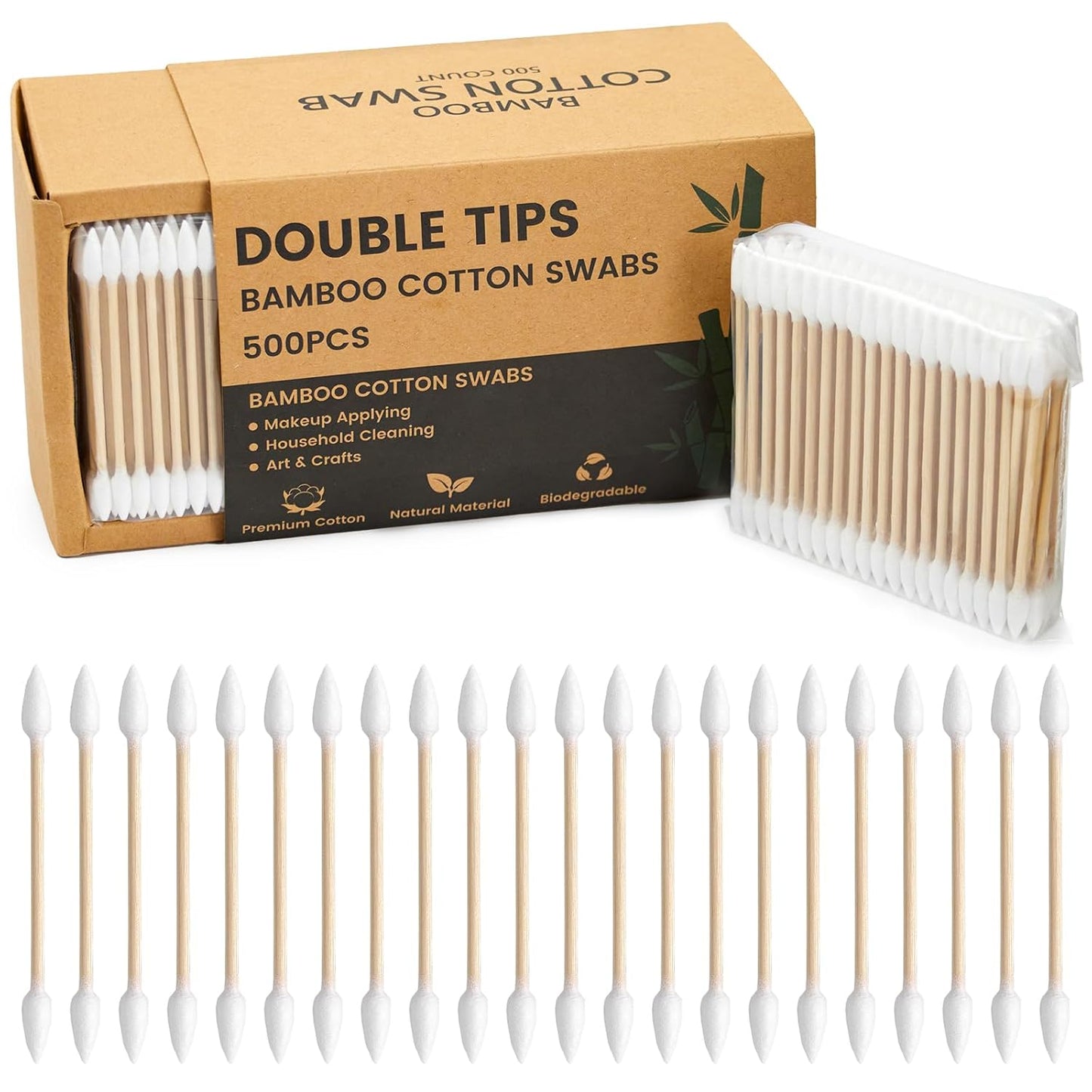 Pointed Tip Cotton Swabs - 1000 Count Precision Applicators for Makeup | Wooden Sticks & Storage Box