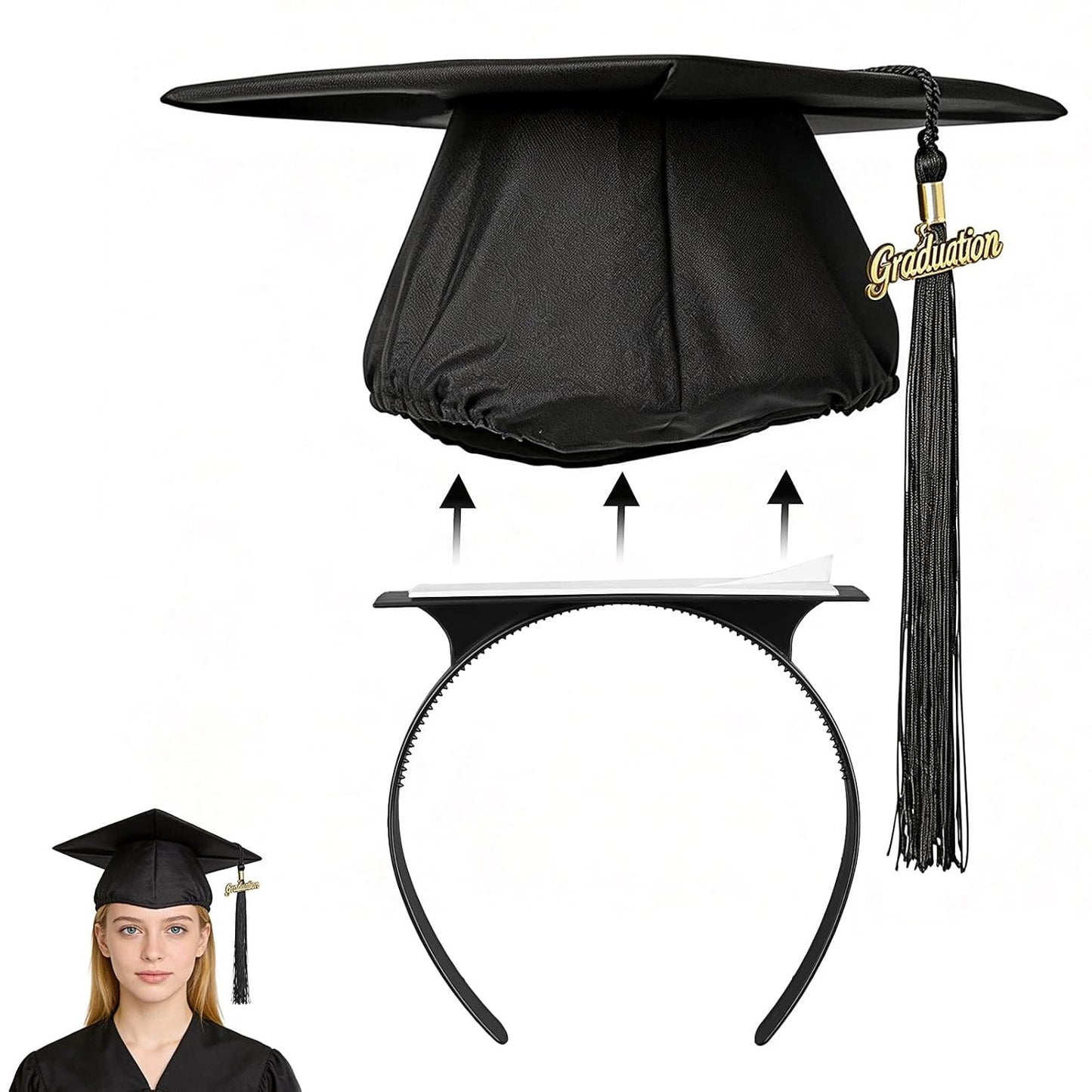 Graduation Cap Headband Insert - Firm Anti-Fall Hair Band for Secure Grad Cap | Perfect Hat Accessories for Students & Women
