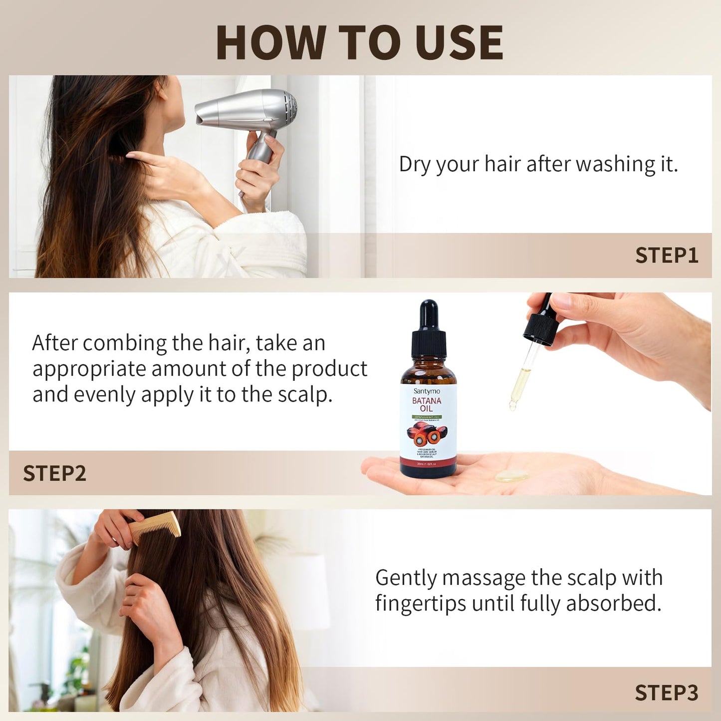 Batana Oil for Hair Growth 100% Raw Organic Batana Hair Mask from Honduras, Wild Growth, Scalp Promotes Thickness, Prevents Loss for Men & Women, 30ML