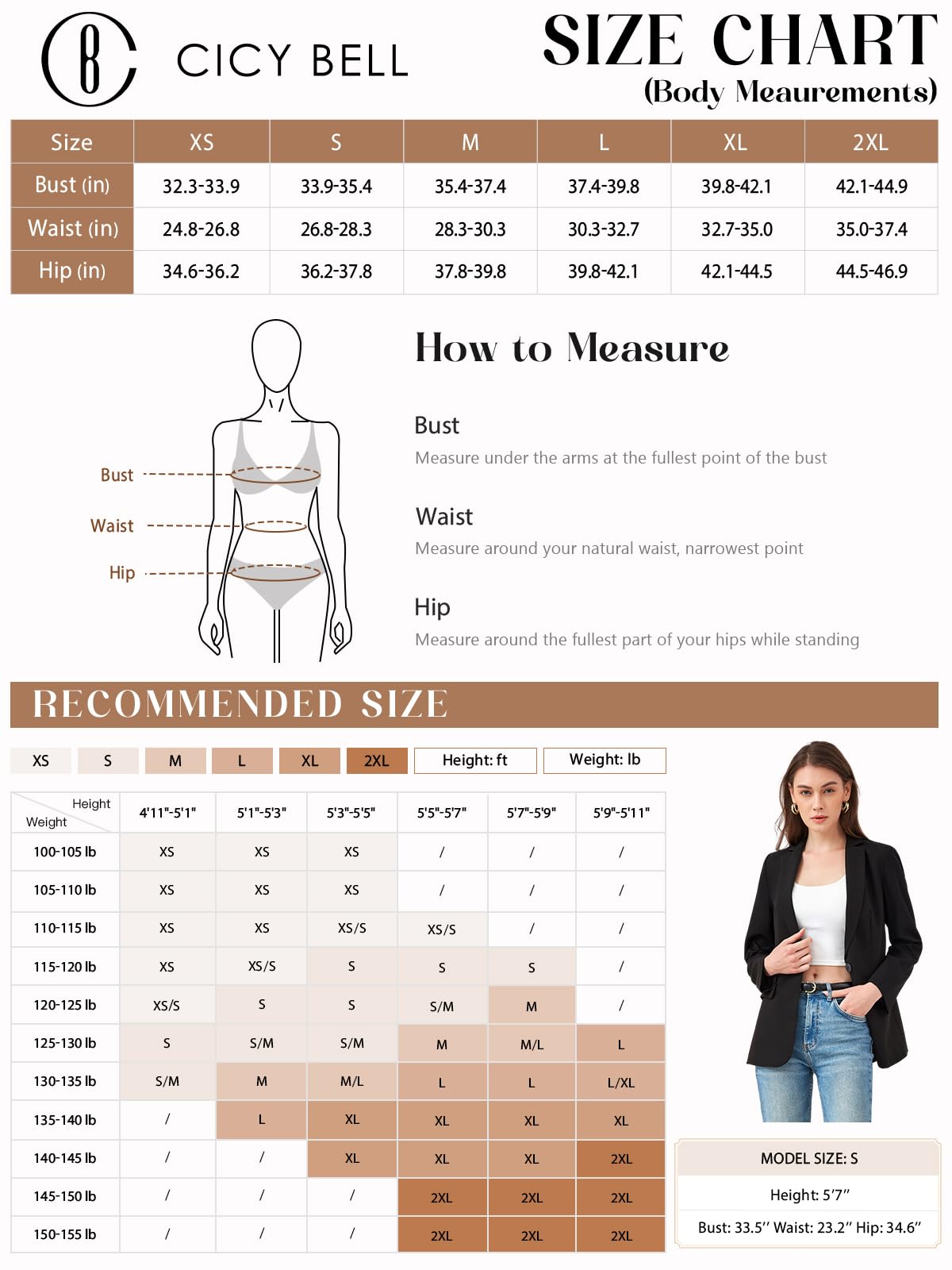 Cicy Bell Womens Casual Blazers Open Front Long Sleeve Work Office Suit Jackets Blazer