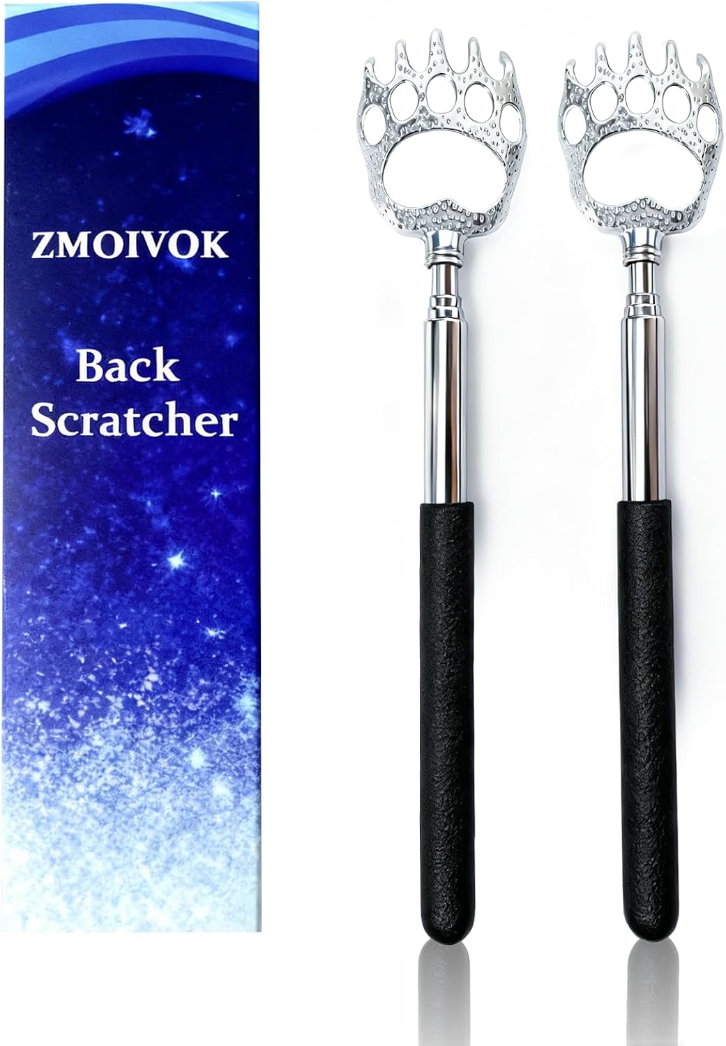 Extendable Metal Bear Claw Back Scratcher - 2 Pcs Set | Perfect for Men, Women, Adults - Red