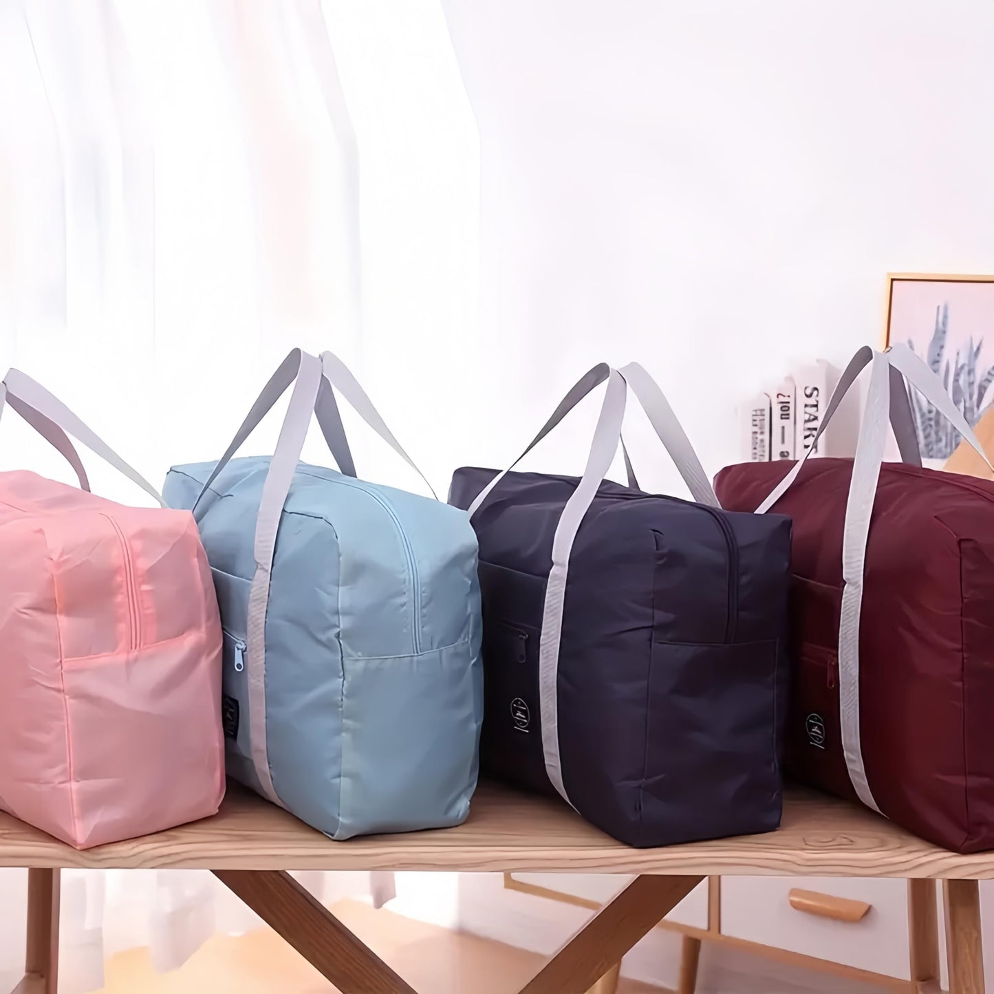 Travel Duffle Storage Bag, Portable Lightweight Large Capacity Luggage Shoulder Bag, Foldable Luggage Bag, Outdoor Supplies, Travel Supplies(Pink)