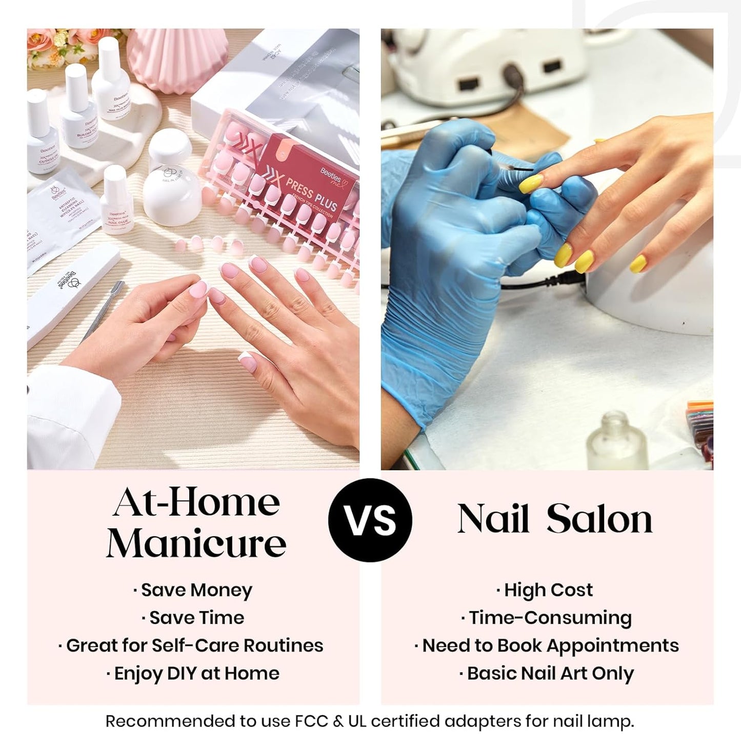Press On Nails Short Almond Kit - 224Pcs French Nail Tips, Glue & Mini Lamp | All-in-One DIY Gift for Women