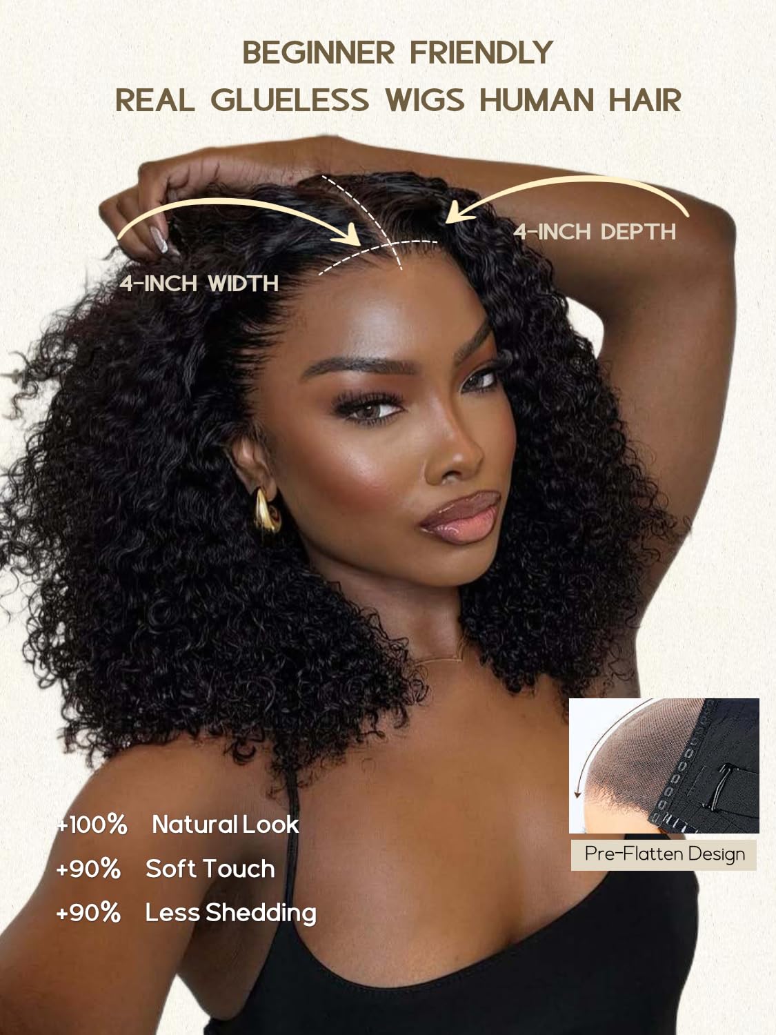 Kinky Deep Curly Bob Wig - Glueless 4x4 Lace Closure, 180% Density | 14-Inch Afro Kinky Curly for Black Women