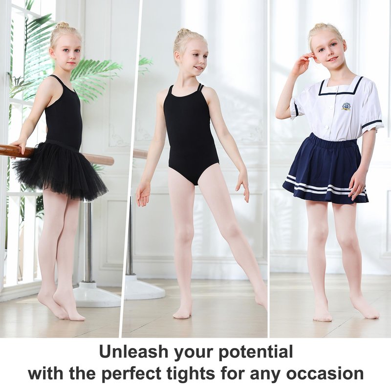 DIPUG Ballet Tights for Girls Dance Tights Toddler Thick Soft Footed Kids Pink Stockings Size 3t 4t 5t, 1 Pack