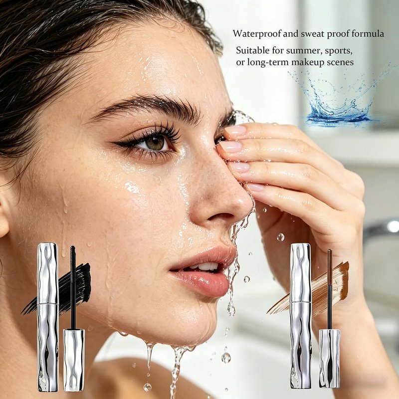 Felvaris Waterproof Fiber Mascara - Lengthening, Smudge-Proof, Washable | Black Metal Brush