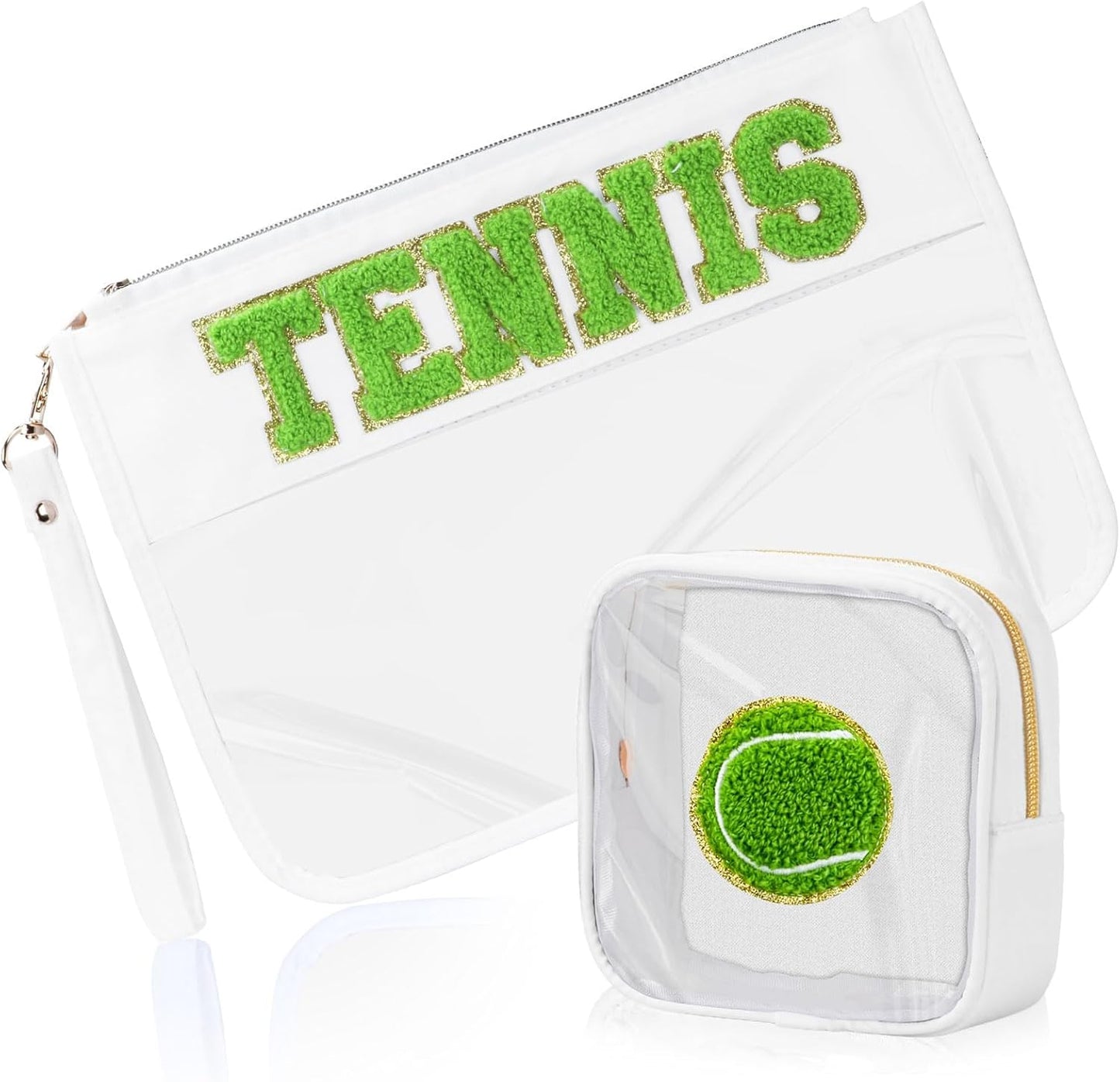 Softball Gifts Makeup Bag - 2 Pcs Clear PVC Organizer Pouch | Waterproof Travel Toiletry Bag for Women