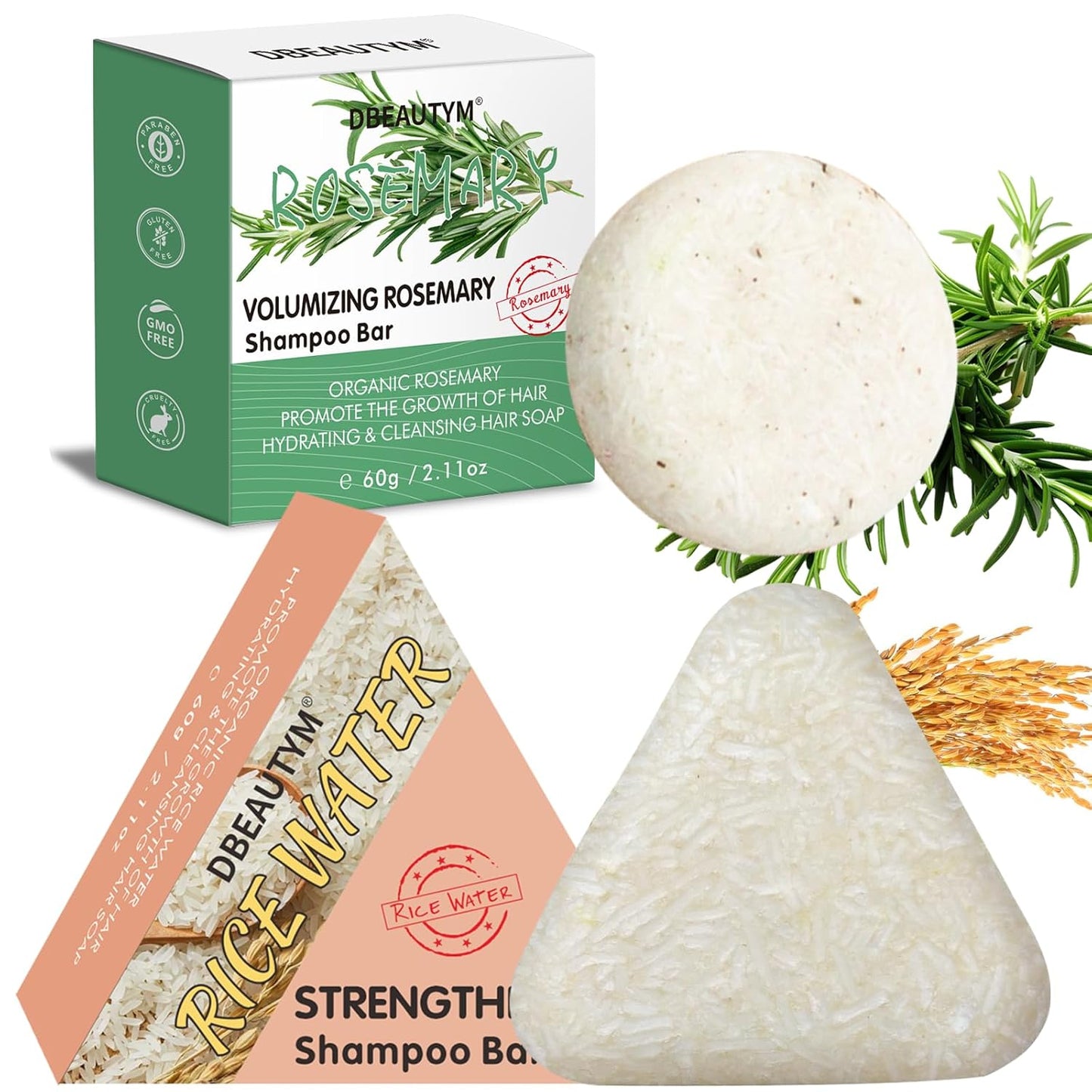 Rosemary Shampoo Bar - Organic Hair Growth & Scalp Cleansing | 2 Pack, Refreshing Solid Soap for Women’s Gifts