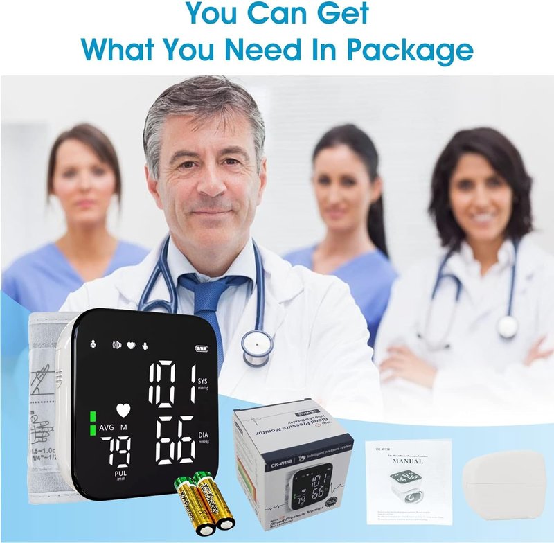 Wrist Blood Pressure Monitor - Automatic Talking Digital Cuff with LED Display | Adjustable for Home Health Care