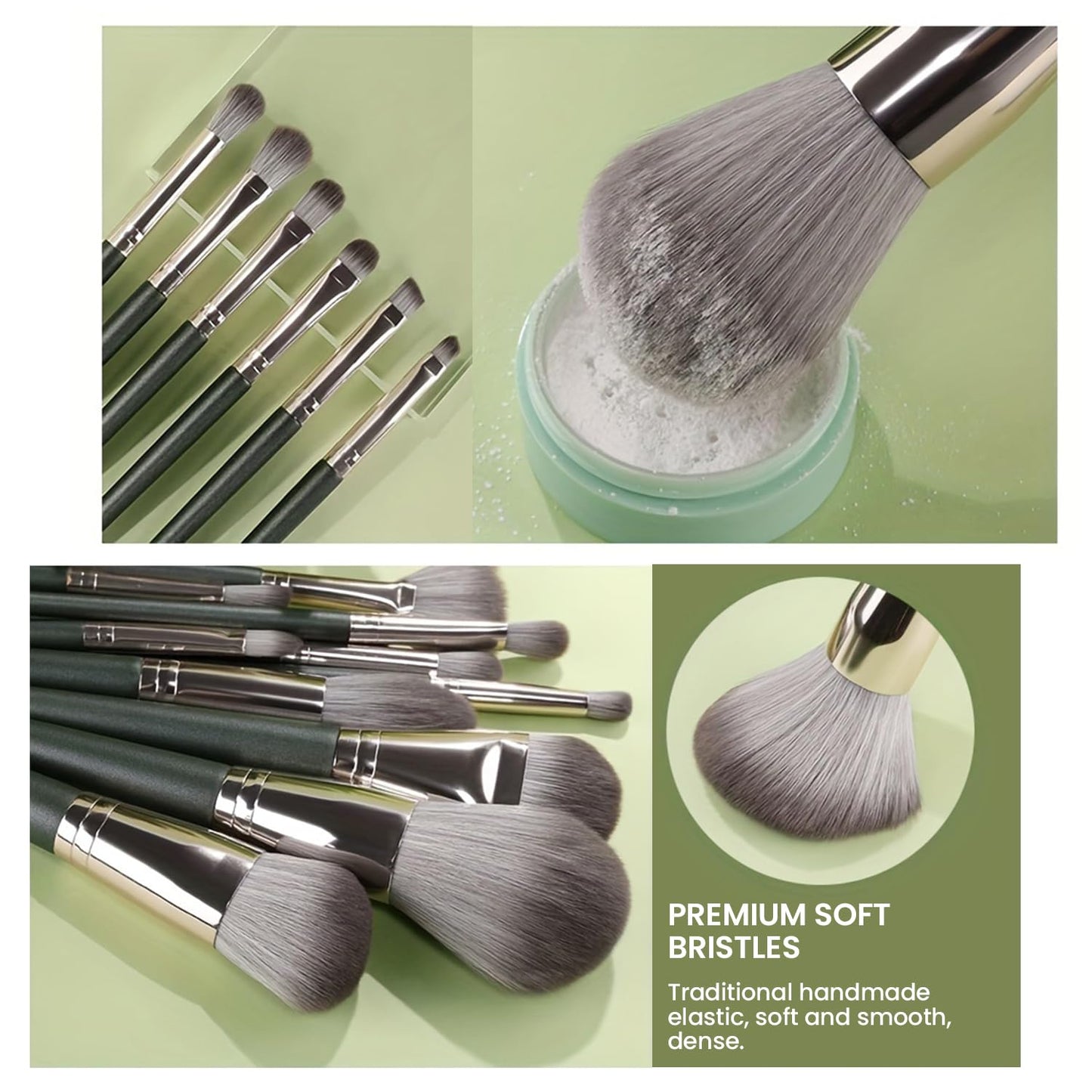 14 PCS Makeup Brush Set Professional for Full Face & Eyes - Hypoallergenic Soft Synthetic Bristles (Fragrance-Free, All Skin Types)