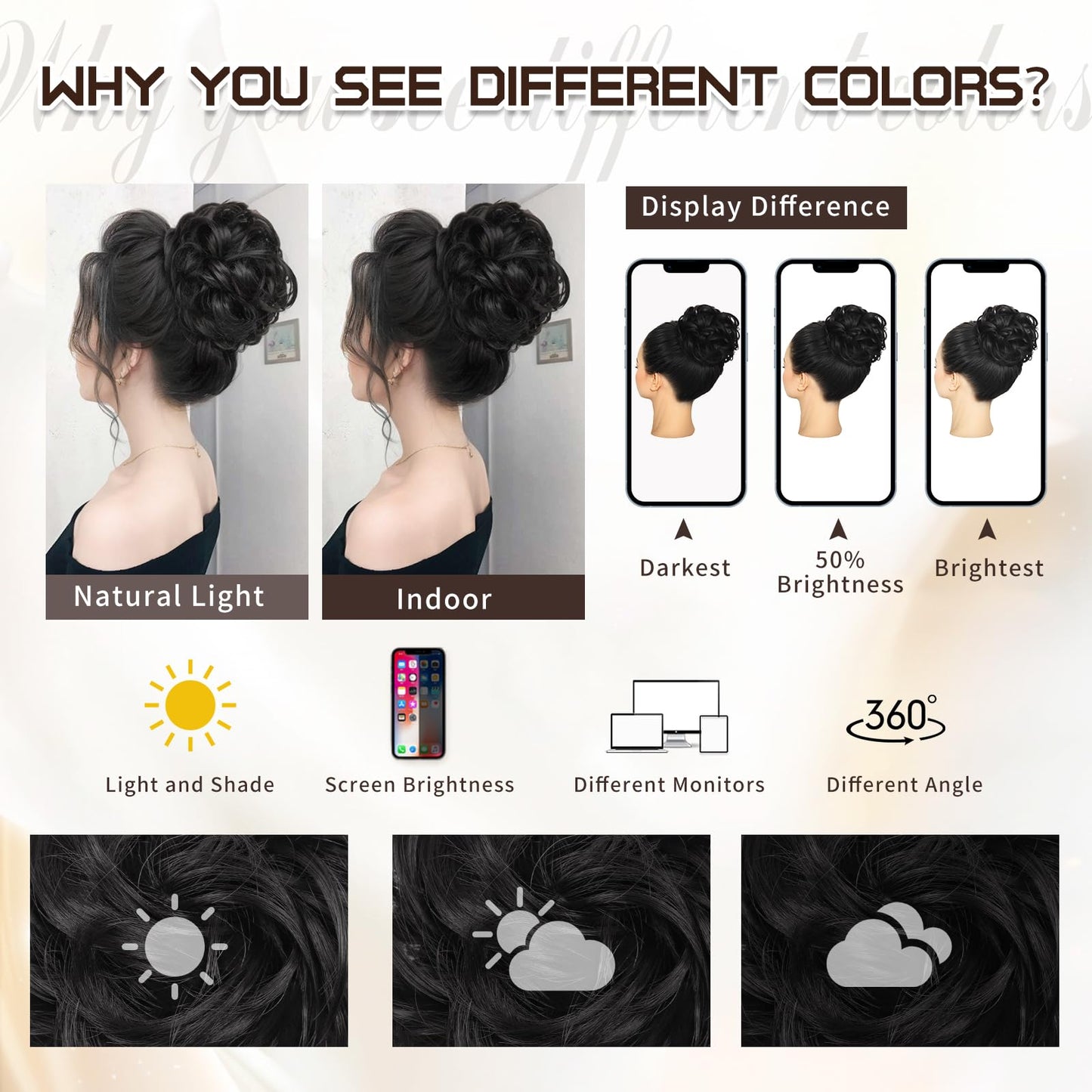 HMD Messy Bun Hair Piece Curly Hair Bun for Women Hair Bun Hair Piece Scrunchies Synthetic Fake Bun Chignon Hair Extensions Hairpieces for Daily Wear