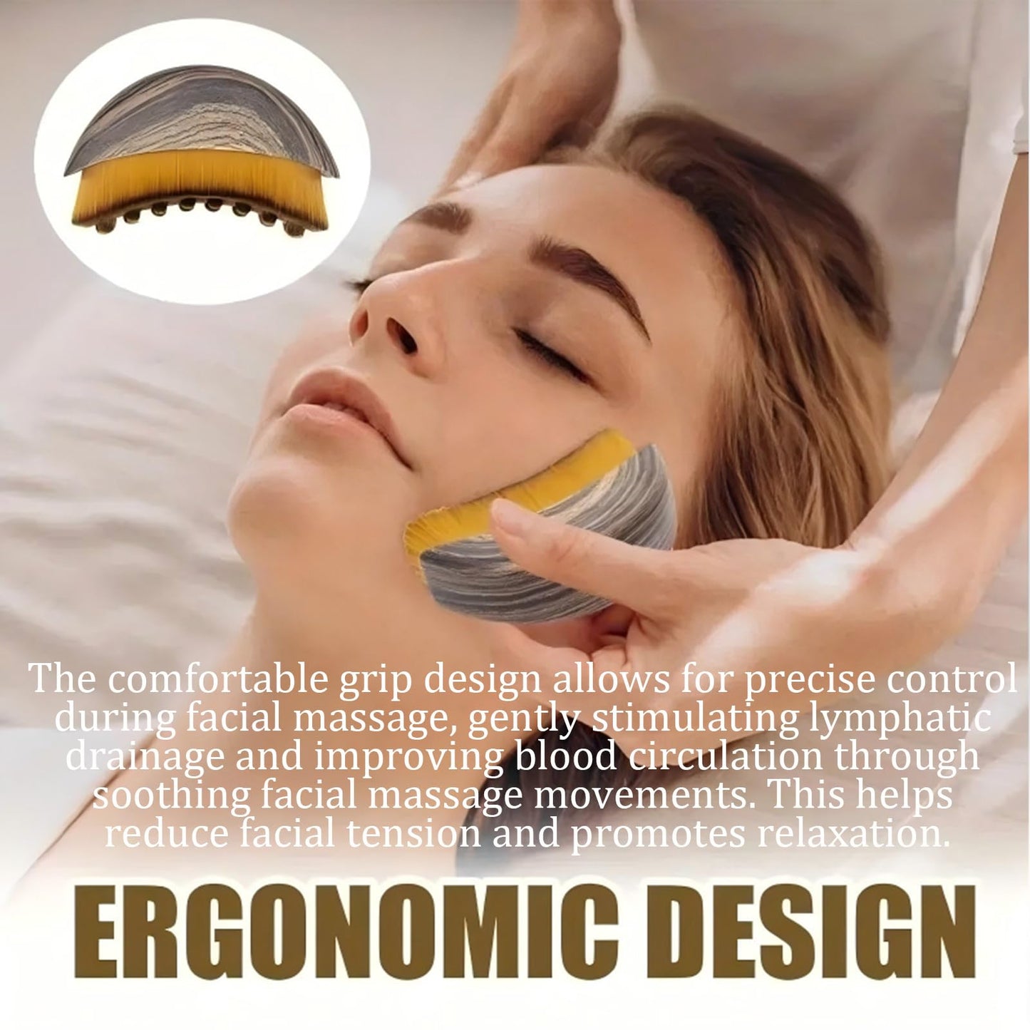 2 PCS Lymphatic Contour Face Brush, Lymphatic Drainage Massager, Ergonomic Face Beauty Tool,Designed to Fit The Skin Precisely and Relieve Fatigue for All Skin Types